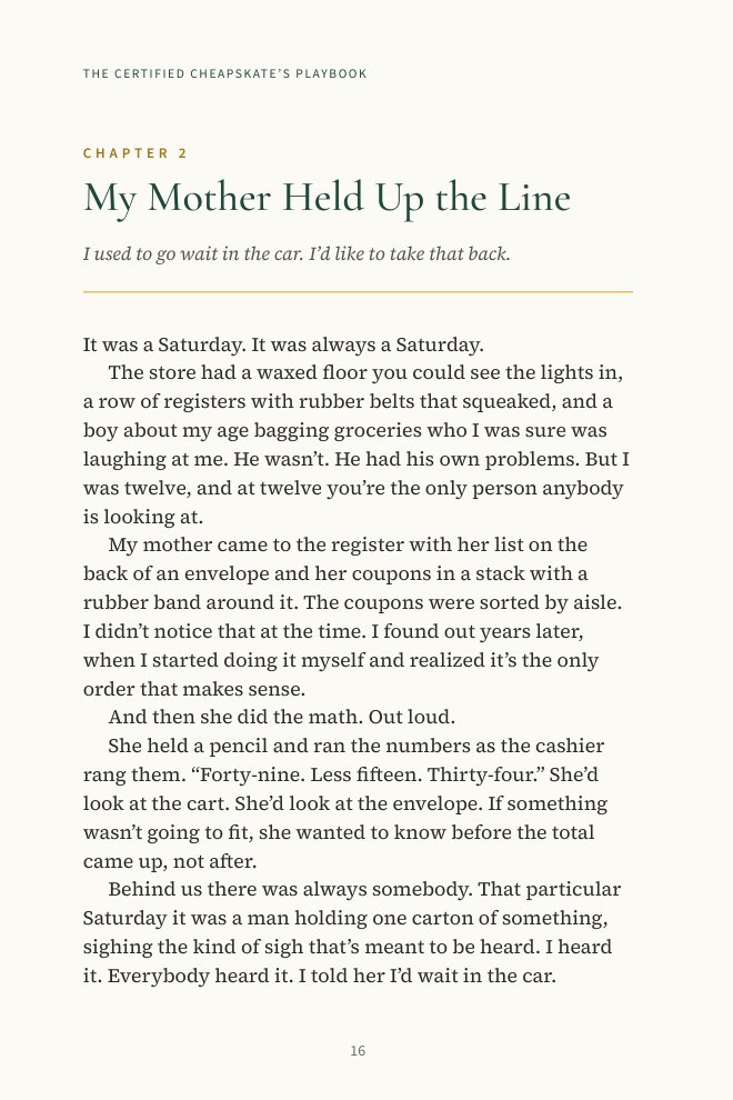 Book page: the opening of Chapter 2, My Mother Held Up the Line
